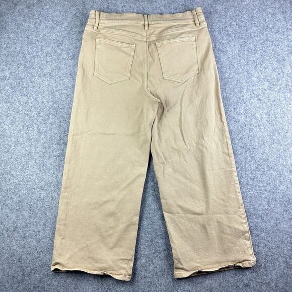 Ann Taylor Loft Jeans Women 12 Tan Wide Leg Crop Preppy Stretch Denim Minimalist - Picture 9 of 16